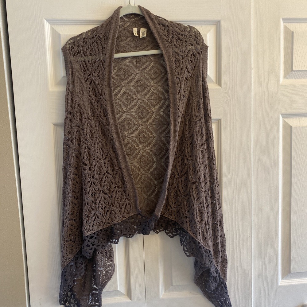 Moth Anthropologie Asymmetrical Brown One‎ Size Cascade Cardigan Boho Festival